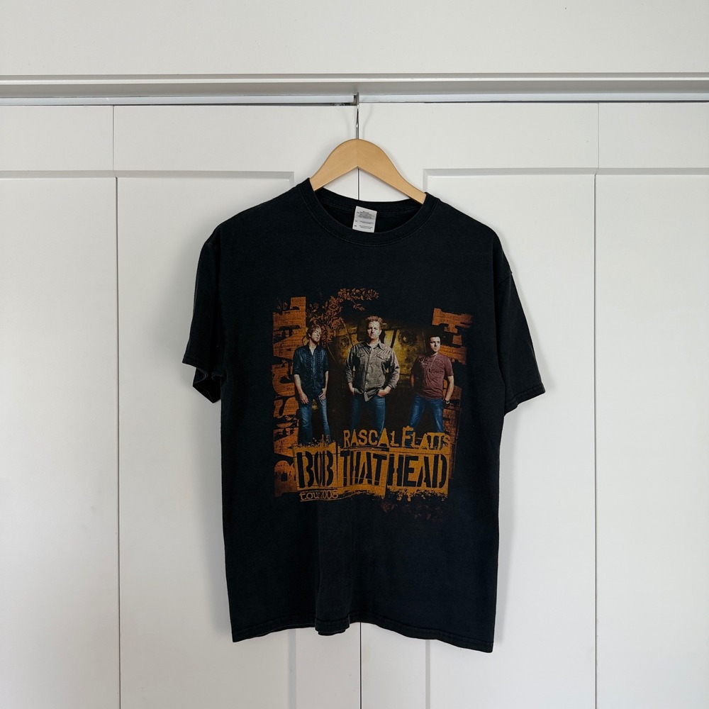 Mens Rascal Flatts T Shirt Medium Black Bob That Head Tour 2008 Concert Graphic - Picture 2 of 6